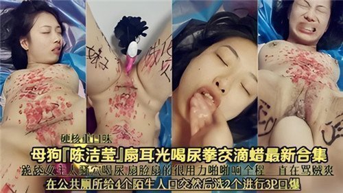 陈洁莹性奴调教重口合集：耳光抽插饮尿拳交滴蜡，SM虐待高潮全集